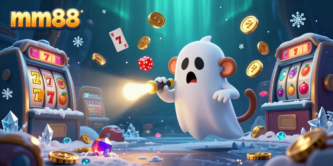 Experience the thrill of mm88 with an engaging poltergeist monkey and a puppy in a vibrant haunted casino.