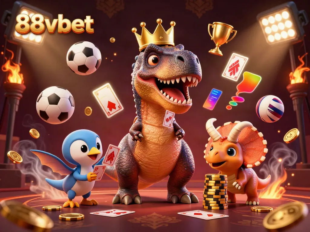Engaging scene featuring 88vbet characters enjoying thrilling casino action with sports and gaming elements