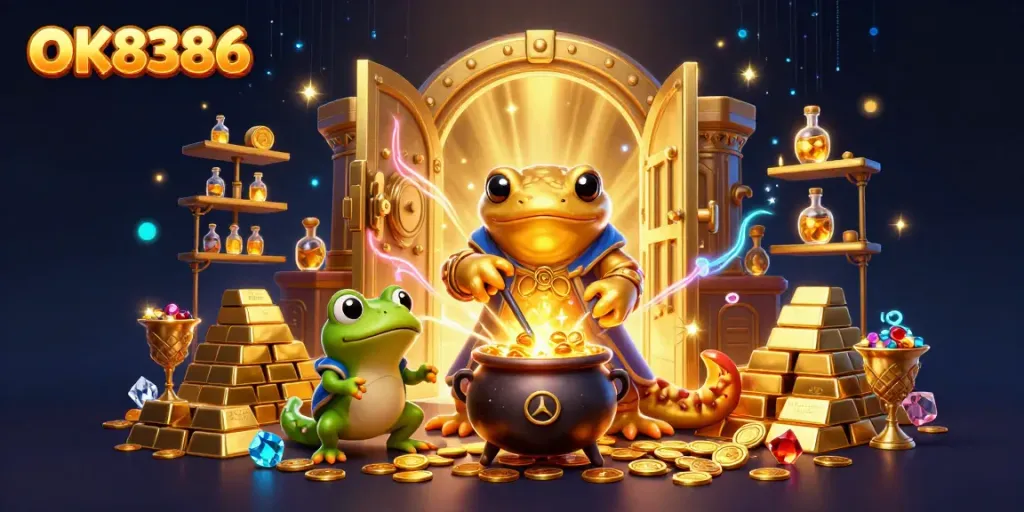 Experience the magic of OK8386 as a golden salamander alchemist transforms metals into gold coins