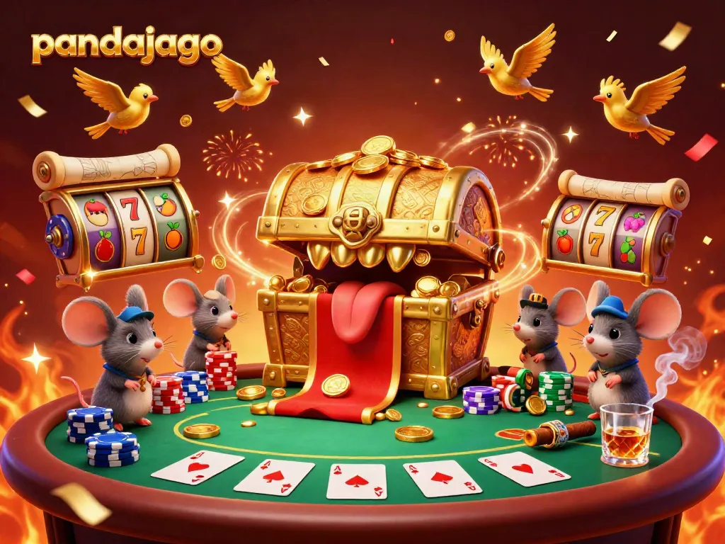 Pandajago menampilkan ilustrasi 3D yang memukau dengan peti harta karun dan permainan slot yang menarik perhatian para penjudi.