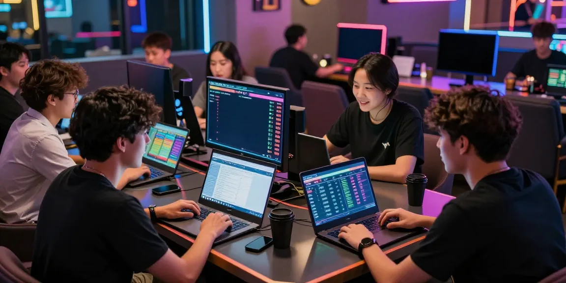 Engaging group of friends discussing Totobet strategies in a vibrant gaming lounge.