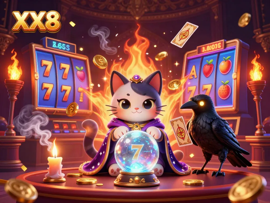 Win big at XX8 with rewards from a lively 3D casino scene featuring mystic characters and jackpot excitement.