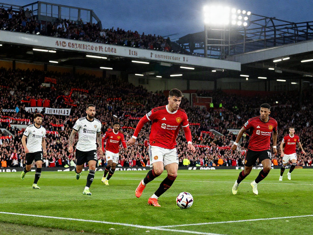 Exciting moment from the Manchester United vs Liverpool match highlighting players and fans in action.