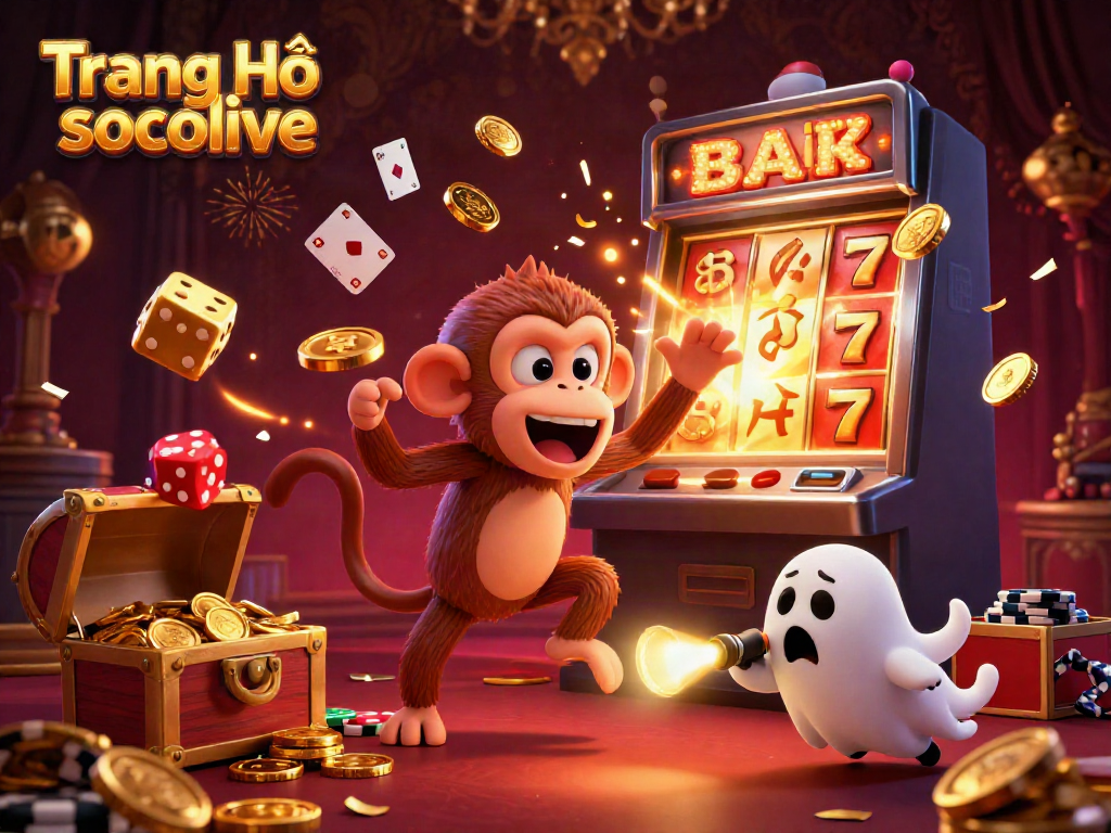 Experience the lively action of Trang Chủ socolive with a ghostly monkey juggling gold in a haunted casino.