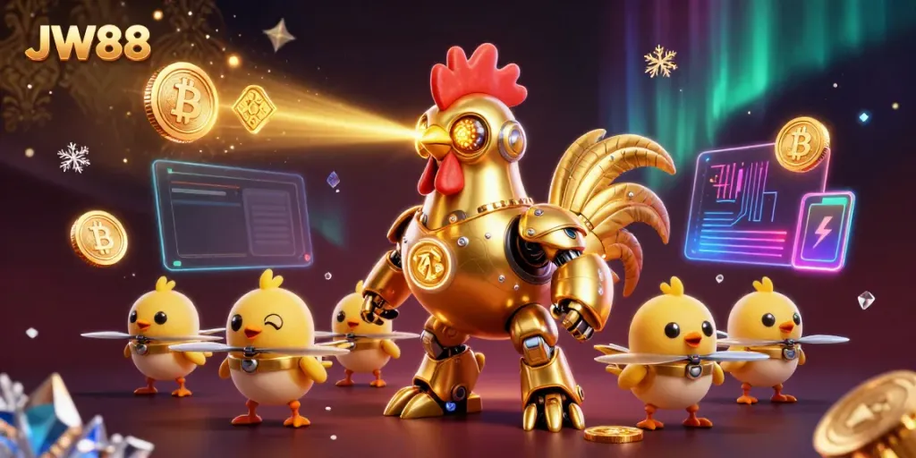 Win big at JW88 with thrilling casino games featuring vibrant, dynamic characters and cryptocurrency elements.