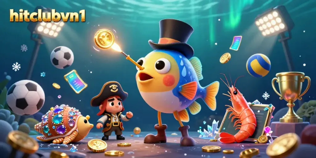 Engage in thrilling wins with hitclubvn1 as the anglerfish lures coins in a vibrant ocean casino scene.