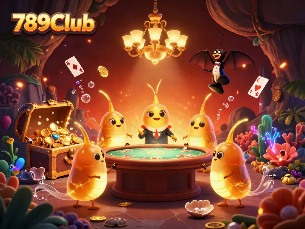Experience thrilling gameplay at 789Club in an illuminated cave casino filled with treasures.