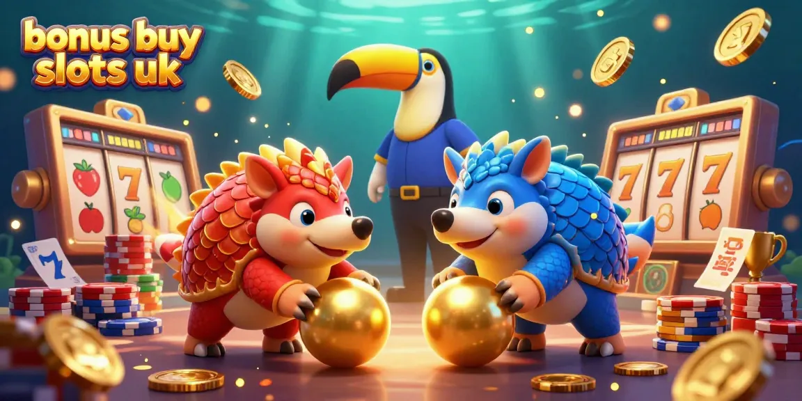 Experience the excitement of bonus buy slots uk with animated pangolins in a dynamic casino scene.