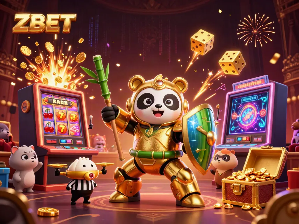 ZBET showcases an action-packed casino scene with vibrant characters and exciting gambling elements.