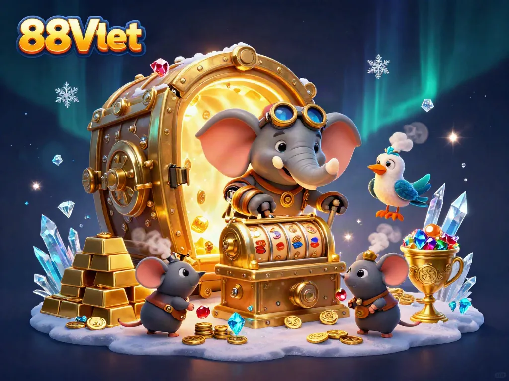 Experience the thrill of winning at 88Vbet with a dynamic steampunk casino illustration.