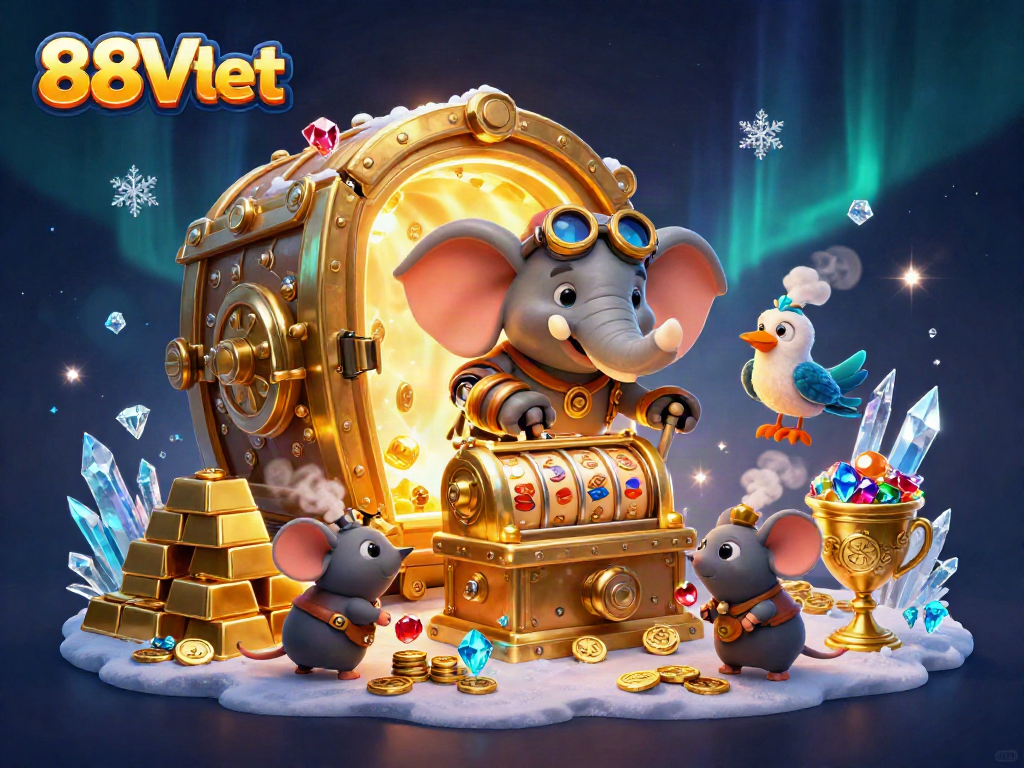 Experience the thrill of winning at 88Vbet with a dynamic steampunk casino illustration.