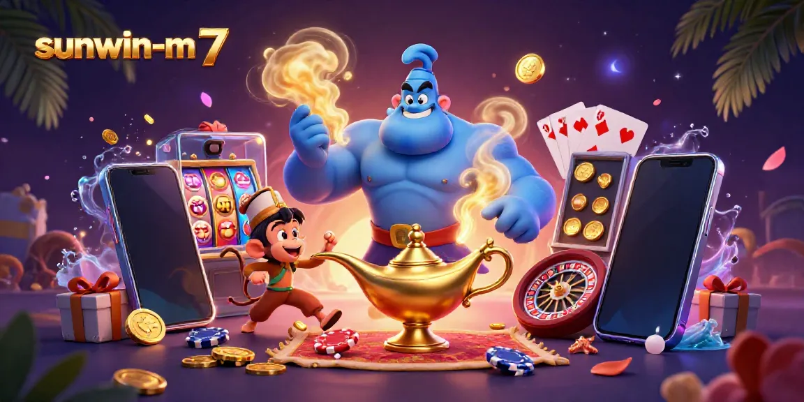 Experience excitement with sunwin-m7, featuring a vibrant 3D casino scene bursting with magic and games.