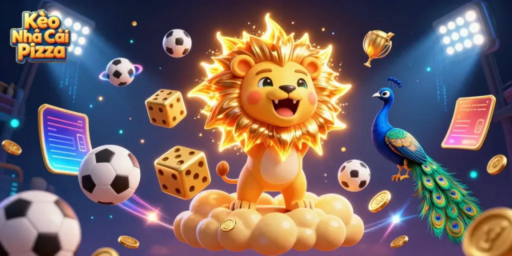 Kèo Nhà Cái Pizza showcases a winning scene with vibrant visuals and dynamic elements of sports betting.