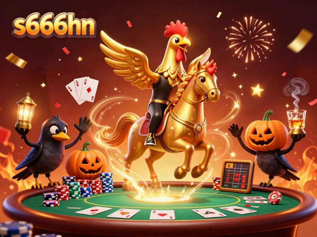 Experience exciting winnings at s666hn with a golden rooster and vibrant casino elements.
