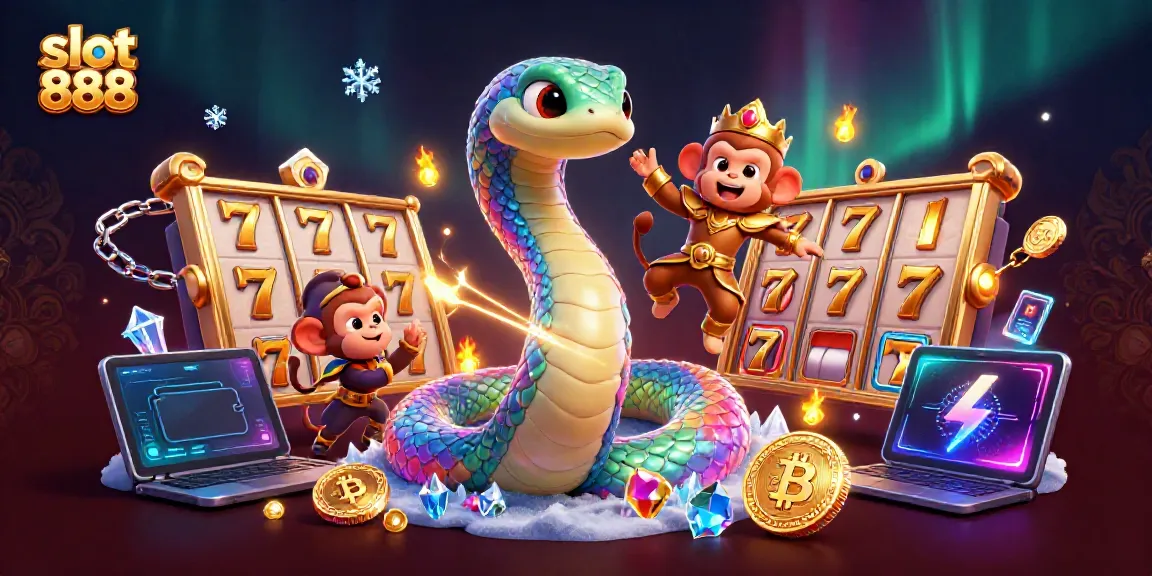 Play interactive slot 888 games with vibrant characters, coins, and dynamic elements.