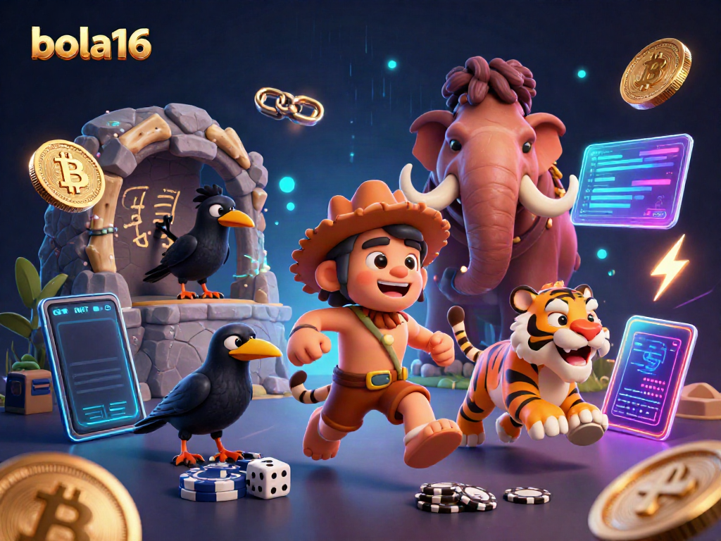 Experience thrilling gameplay at bola16, featuring vibrant 3D characters and dynamic casino elements.
