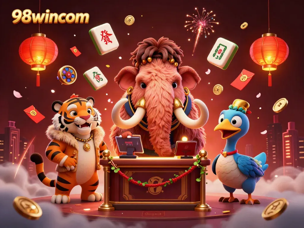 Engage with game elements and unique characters at 98wincom in this vibrant casino scene.